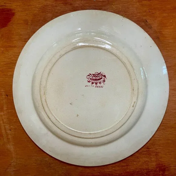 Antique French Ironstone Chardons Terre de Fer Belle Époque Dishes - Set of 3